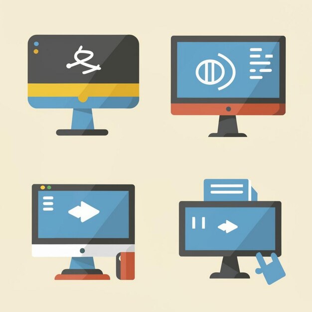 Different type of Computer illustration set