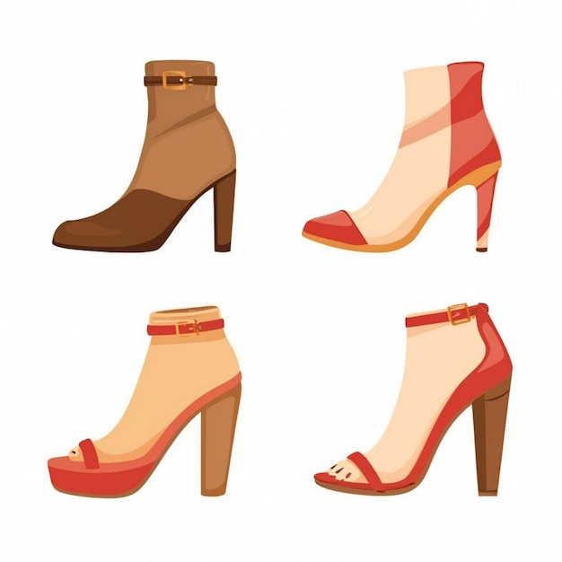 Different Type of women shoes illustration