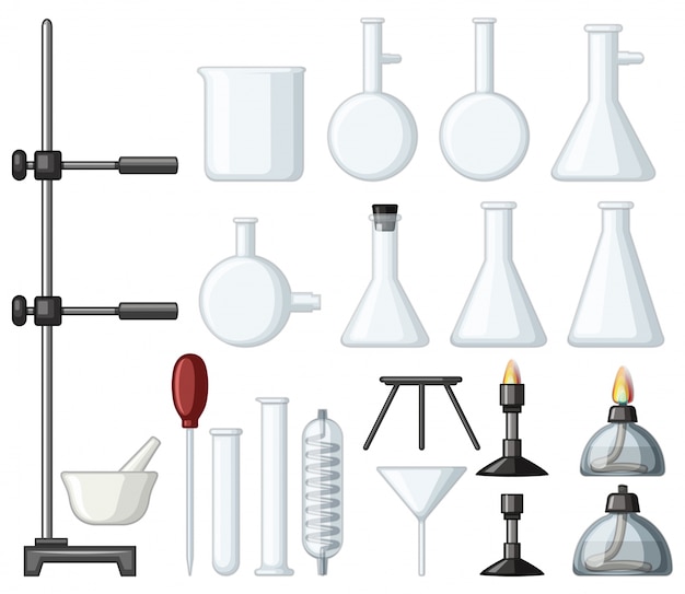 Different types of science containers and burners