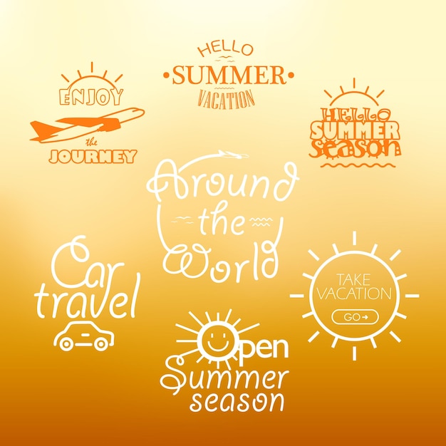 Different vacation nad travel labels logos insignias Vector collection