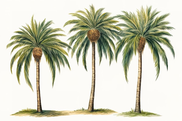 different variant palm tree collection vector illustration isolated on white artboard