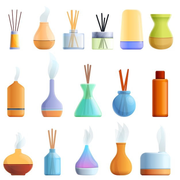 Diffuser icons set, cartoon style