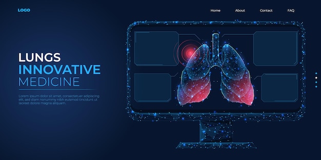 Digital 3d low poly model of the human lungs