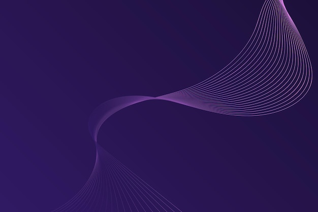 Vector digital art concept with smooth purple lines creating a wavy pattern on a dark blue background