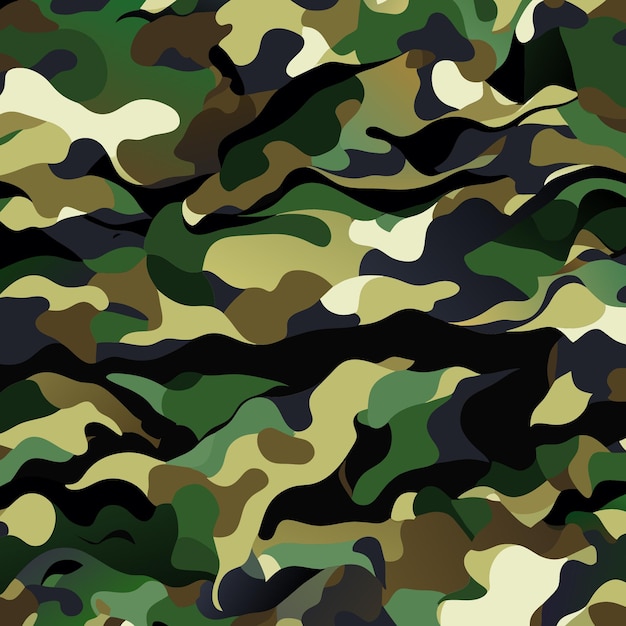 Digital Art Illustration Seamless Camouflage Vector Pattern in Earthy Tones