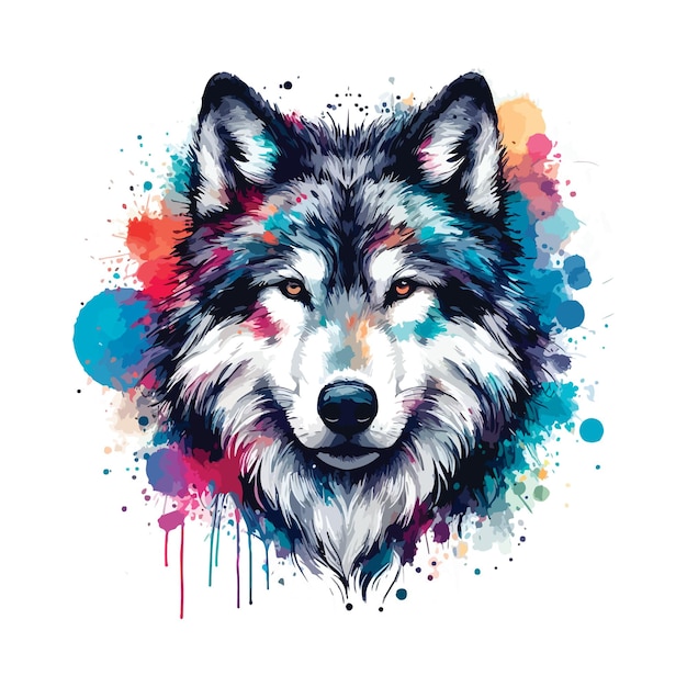 Digital art of Wolf head in watercolor style Illustration