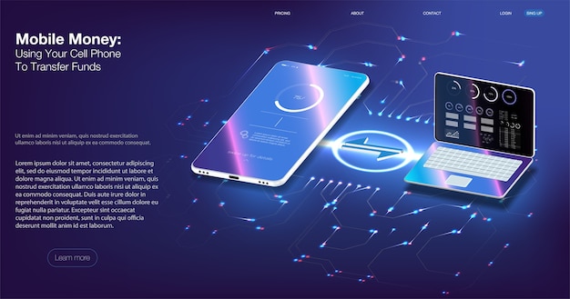 Digital Auditing. Isometric  Illustration smartphone with credit card Mobile