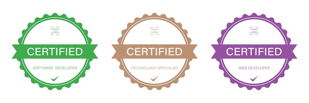 Digital badge certified information technology qualification template Logo certificate with round shape design