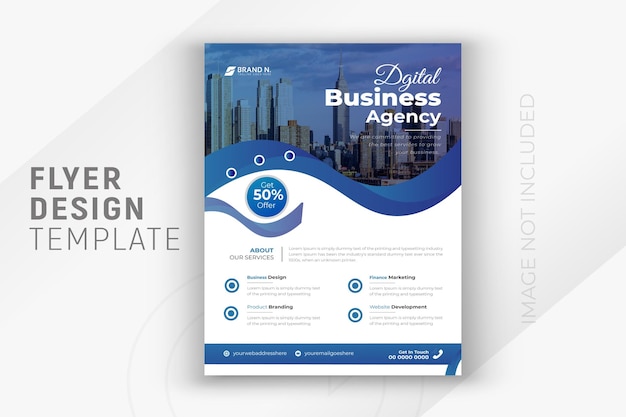 Digital business agency and 2 color gradient clean background or company business multipurpose flyer layout design template