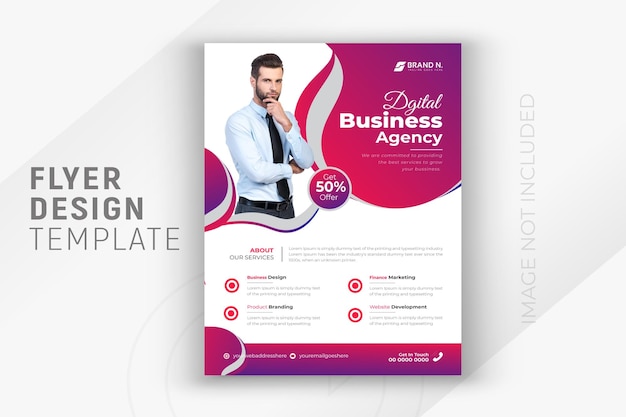 Digital business agency and 2 color gradient clean background or company business multipurpose flyer layout design template