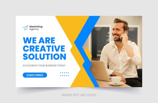 Digital business agency youtube thumbnail and web banner or social media banner template