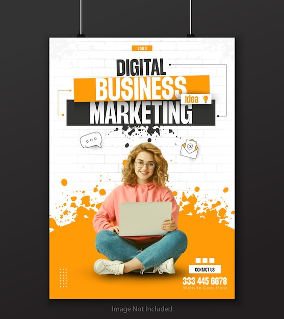 Digital business marketing poster template illustration