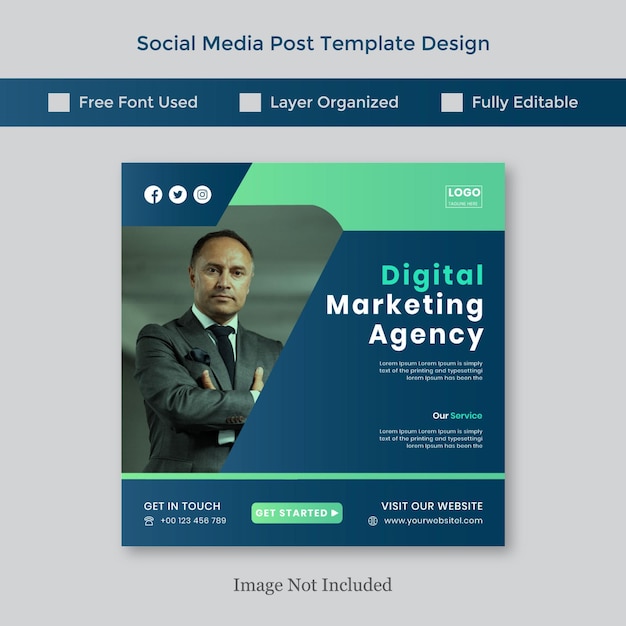 Digital business marketing social media post template