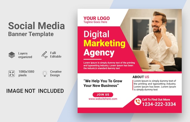 Digital business marketing social media post template