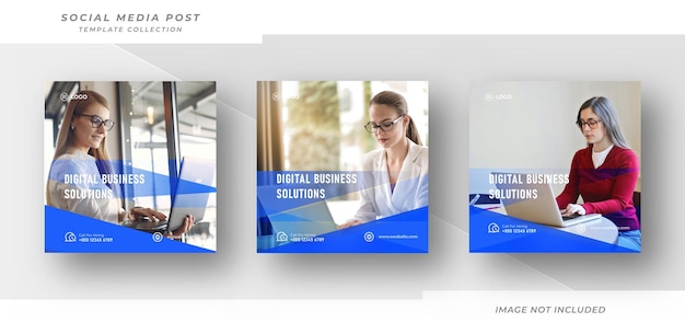 Vector digital business solutions corporate social media post or template banner