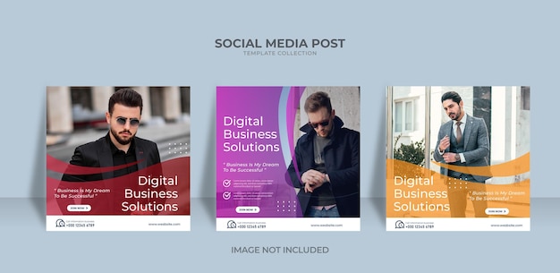 Digital business solutions and corporate social media post template