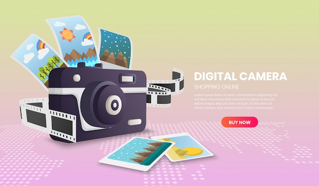 Digital Camera illustration concept Application Vector 3d.