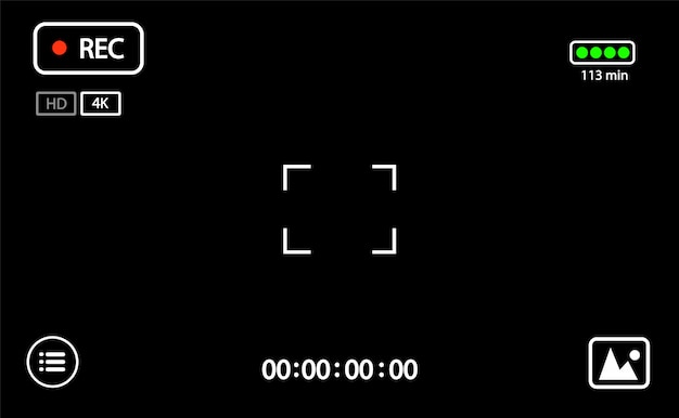 Digital camera video viewfinder.Camera rec interface viewfinder with digital focus and exposure settings.