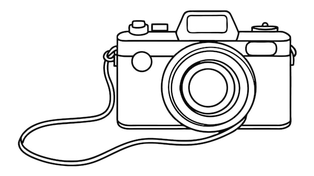 Vector digital camera with lens highquality vector art and illustration