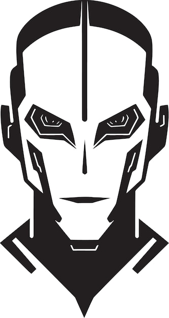 Vector digital cerebrum futuristic face icon cybernetic visionary vector robot head