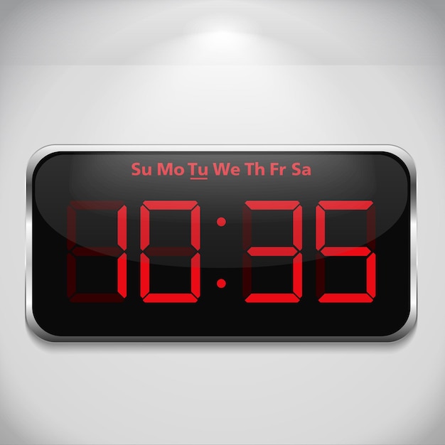 Digital clock on gray wall vector eps10 illustration