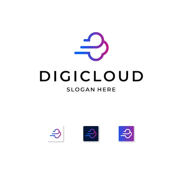 digital cloud modern logo design