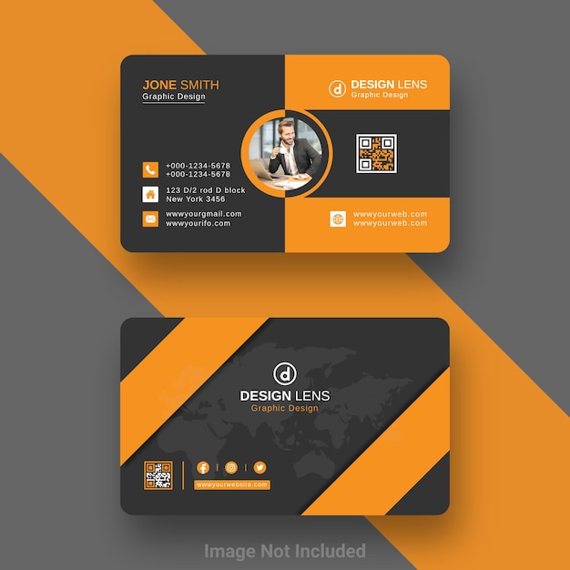 Digital Corporate Black And Orange Business Card Template