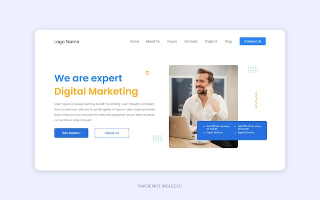 Digital corporate business website landing page ui template design