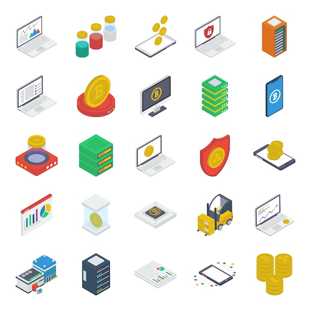 Digital Currency Isometric Icons Pack