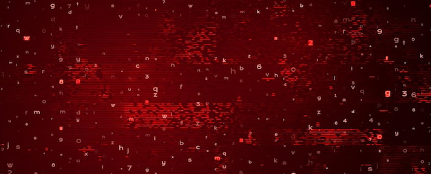 Digital Dark Red Background with Warning Ribbon Data Breach Concept