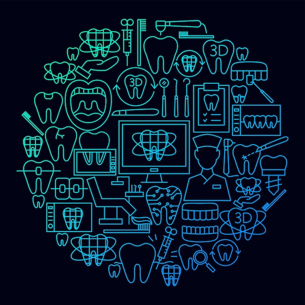 Digital Dentistry Icon Circle Concept