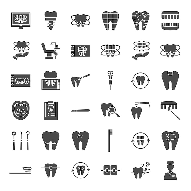 Digital Dentistry Solid Web Icons