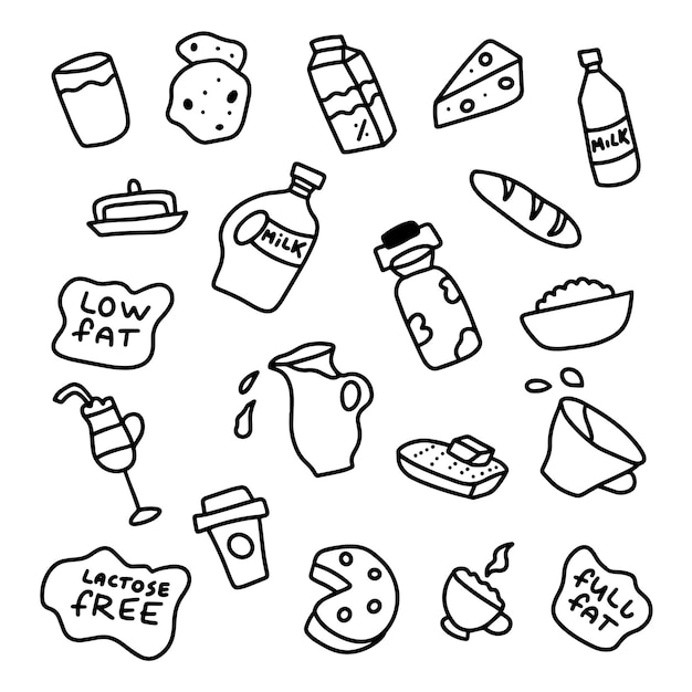 Digital doodle on the theme of dairy products