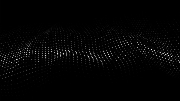 Digital dynamic wave of particles Vector abstract black futuristic background Big data visualization