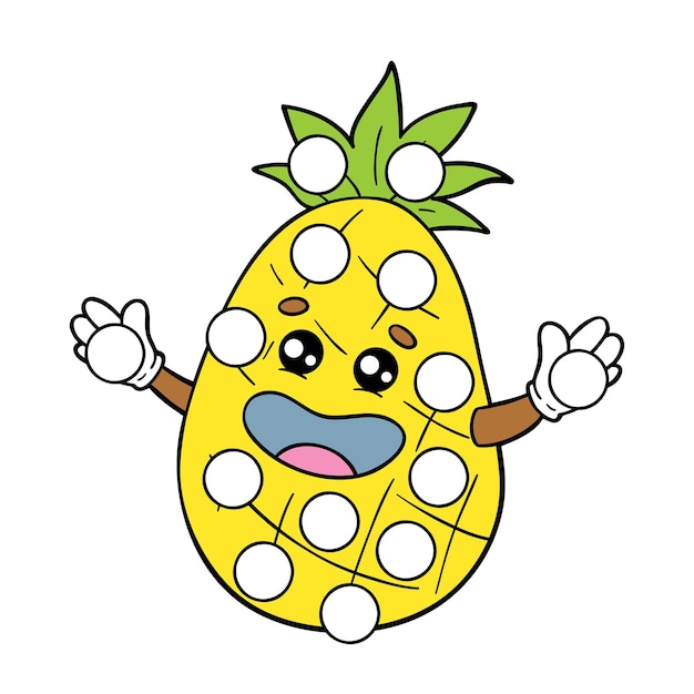 digital educational game with cartoon pineapple for toddlers patches or dot marker pages