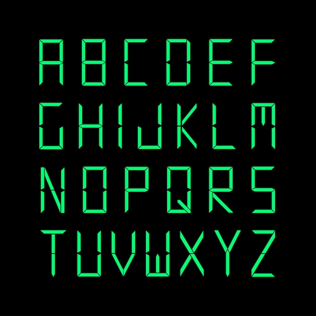 Digital font Vector english alphabet Green latin letters