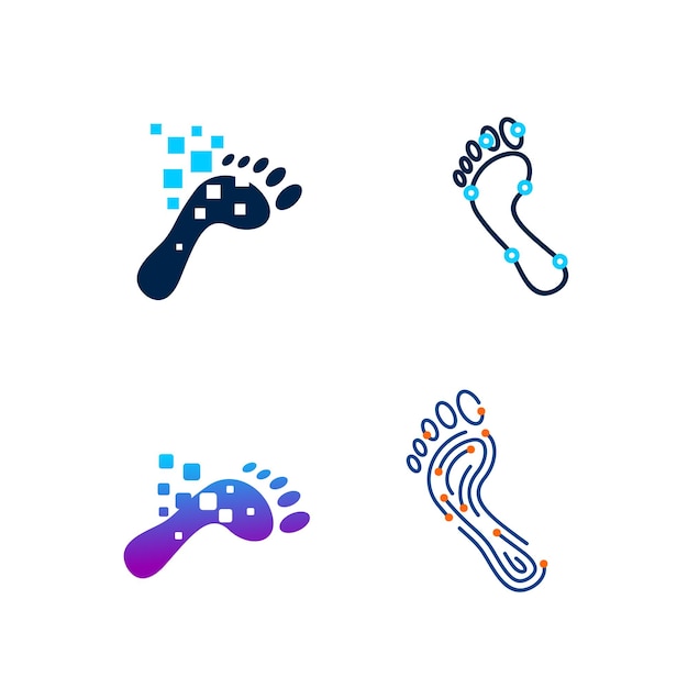 Vector digital footprint logo icon design illustration set