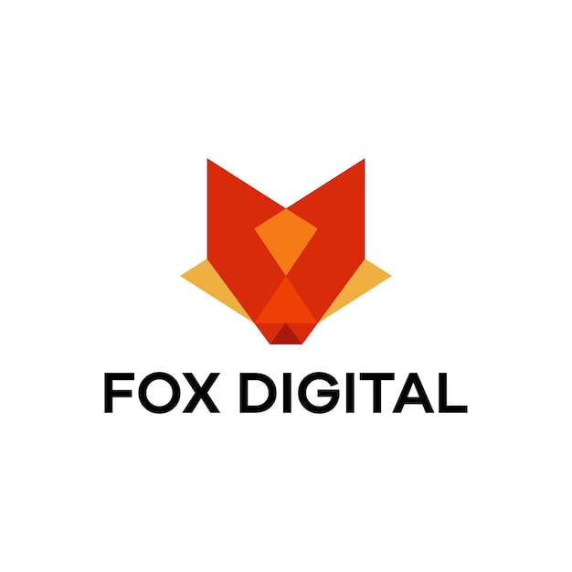 Digital fox full color geometric polygon logo design