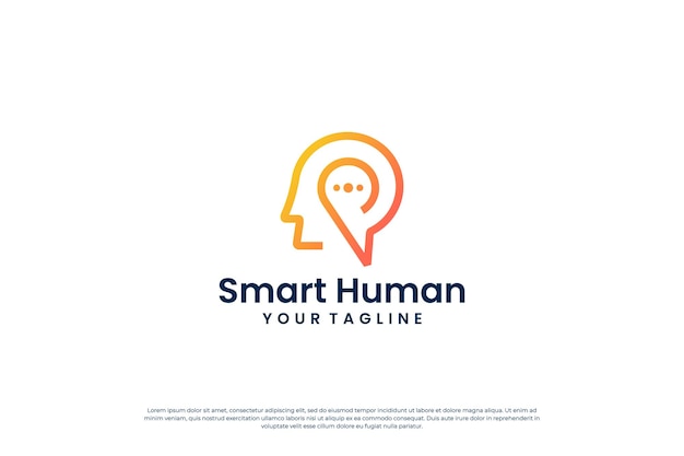 Digital human brain connection logo design