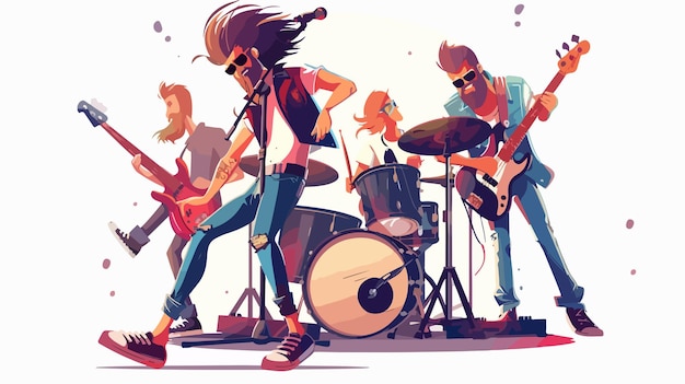 a digital illustration of a band playing drums