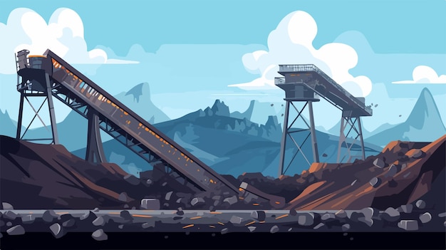 Vector a digital illustration of a bridge and a mountain in the background