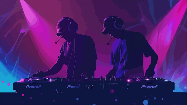 Vector a digital illustration of a dj and dj set up