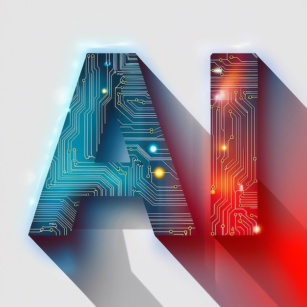 Digital illustration featuring the letters AI in a bold