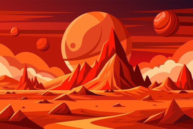 Vector a digital illustration of a planet with a red background and a red background