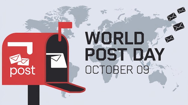 Vector digital illustration promoting world post day observed on october 9