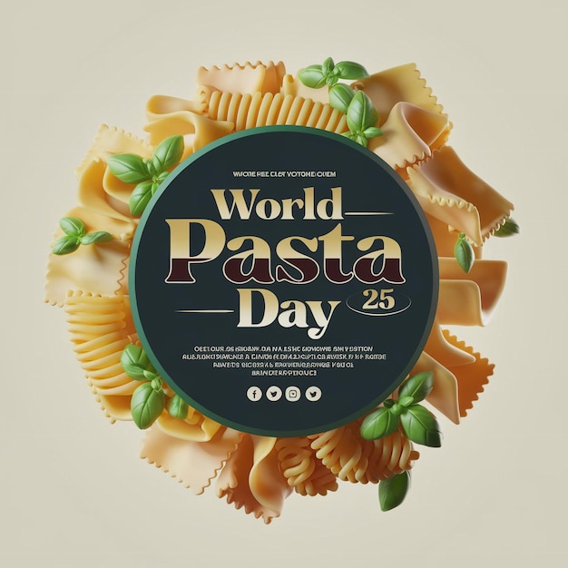 Vector digital illustration styled as a promotional poster for world pasta day