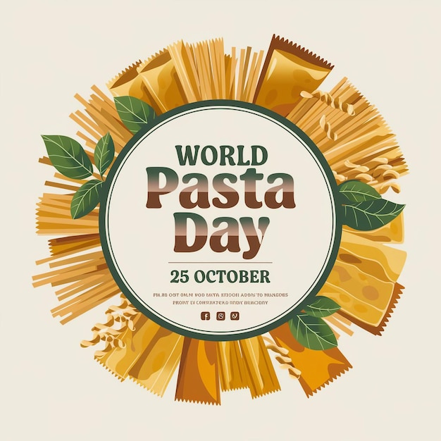 Vector digital illustration styled as a promotional poster for world pasta day