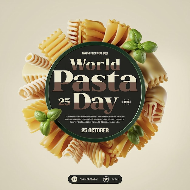 Vector digital illustration styled as a promotional poster for world pasta day