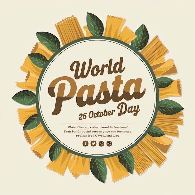 Vector digital illustration styled as a promotional poster for world pasta day