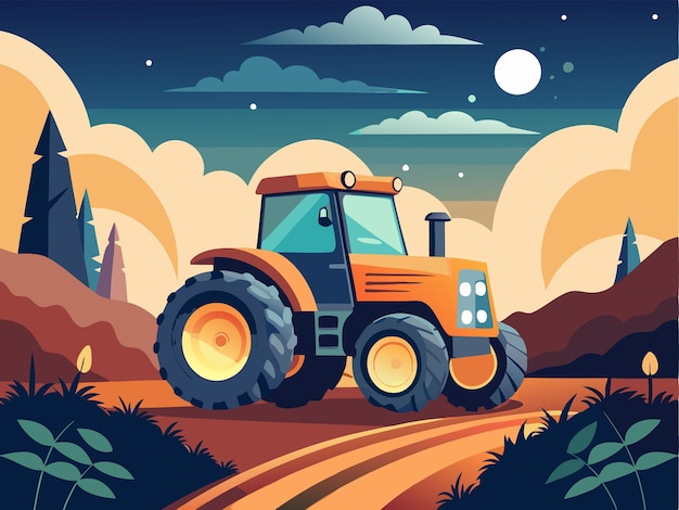 Vector a digital illustration of a tractor with the words tractor on it